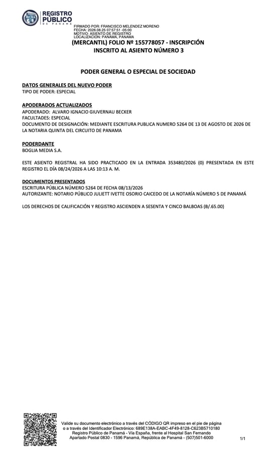 Empresa panameña que compró acciones de Galamedios tiene como apoderado al esposo de Mishel Mancheno